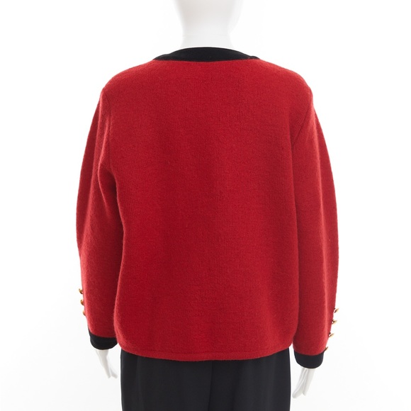 Vintage Franco Valeri embroidered red wool cardigan jacket / Medium Large - Picture 6 of 6